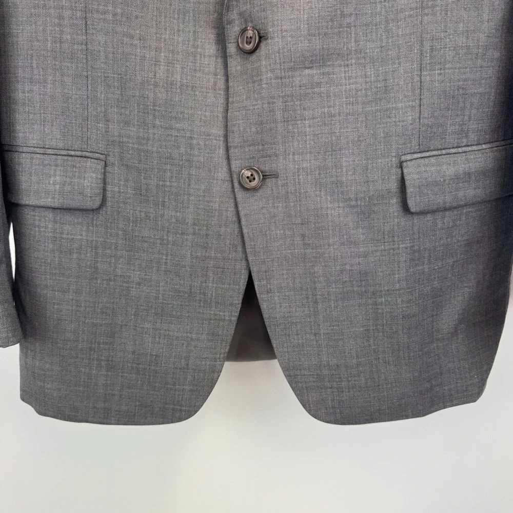 Lauren Ralph Lauren Mens 42R Grey 100% Wool Sharkskin 2 Button Blazer Sport Coat
